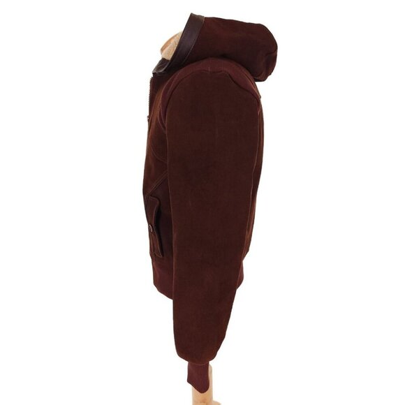 Vintage Ransom Clothing Suede Leather Jacket Size XS Pile Lined Hooded Y2K - Picture 4 of 11